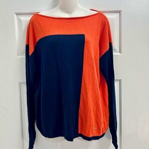 Polo Ralph Lauren Women’s XL Orange Navy Colorblock Sweater